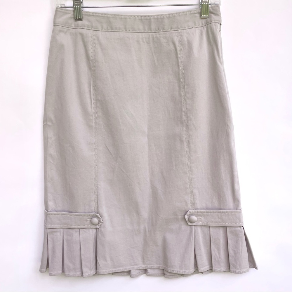 Ann Taylor Tan Cotton Side-Pleated Skirt Size 2